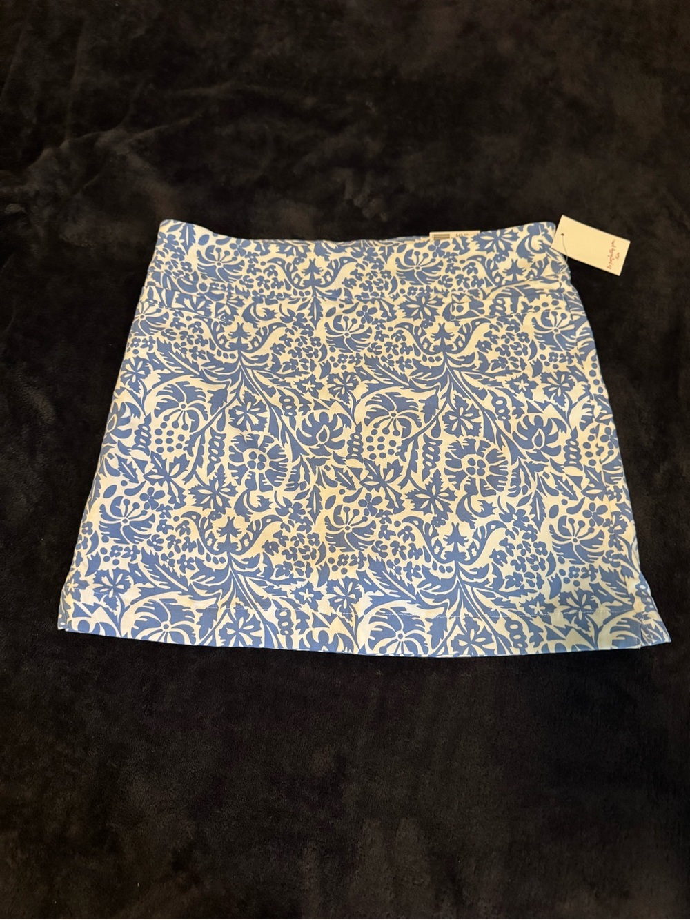 Blue & White Floral Print Mini Skirt